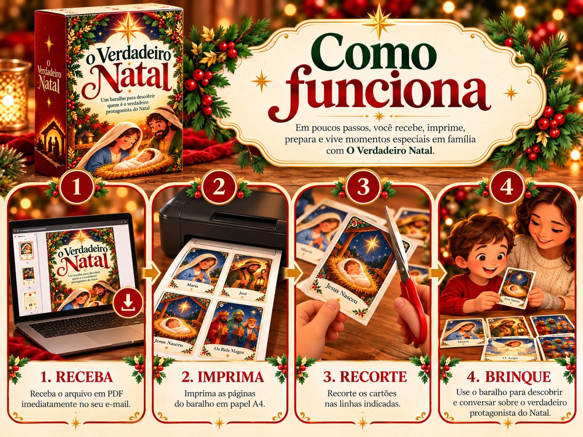 Como funciona: receba, imprima, recorte e brinque